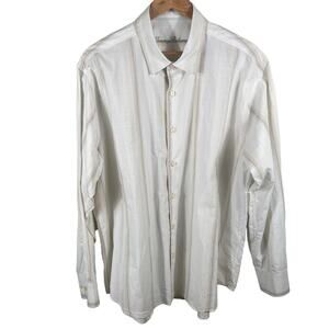 Tommy Bahama Men's Button Up Long Sleeve Shirt XL Cream  Striped 100%‎ Cotton